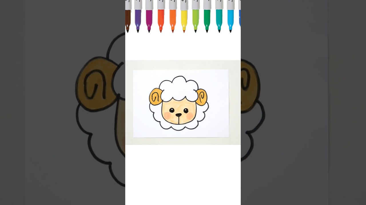 Cute Sheep Face Drawing🐏🎨#shorts #art #drawing