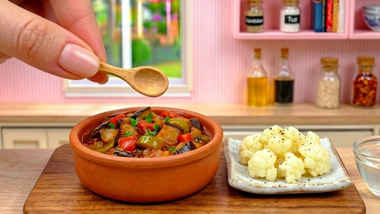 Frying the Tiniest Eggplants! 🍳 Miniature Cooking