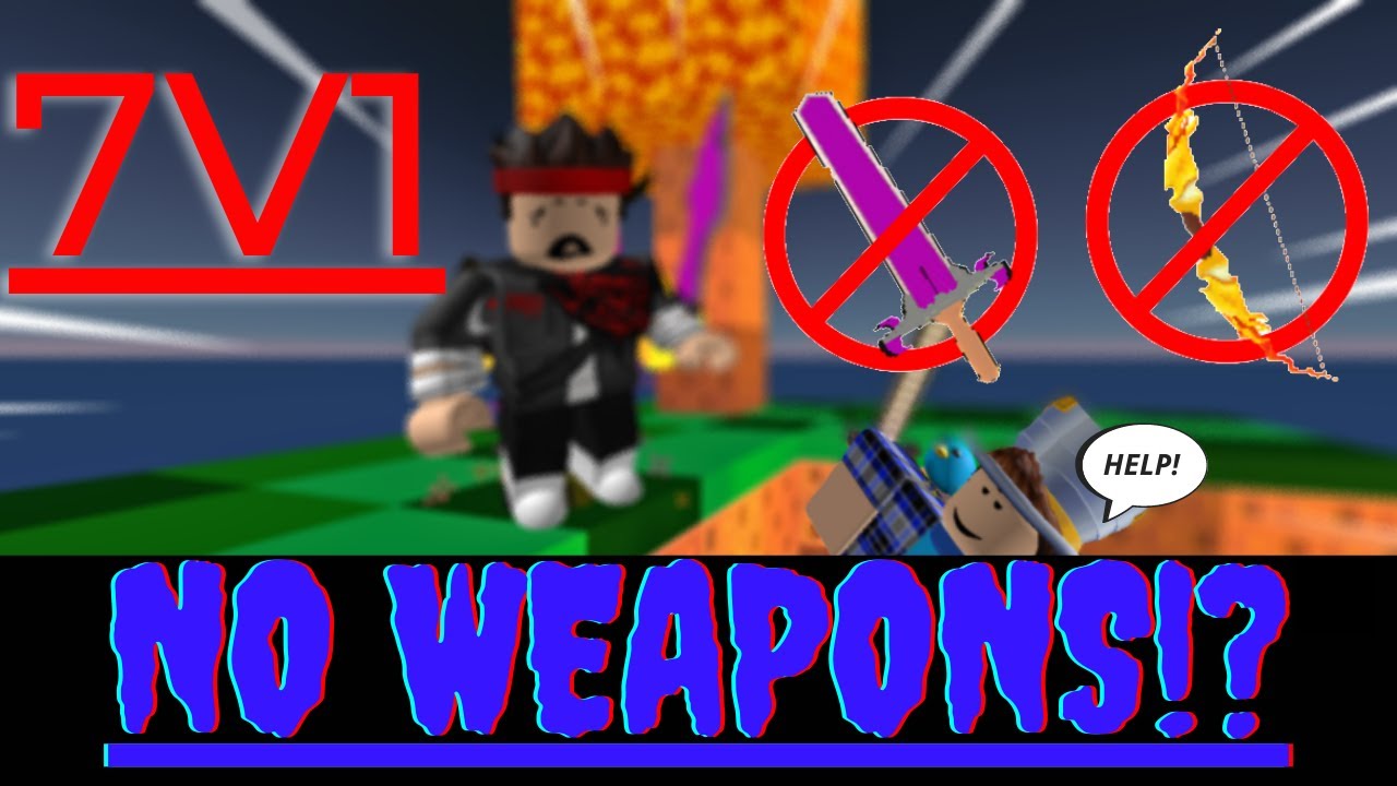 7v1, but I CANT USE WEAPONS? (Roblox Skywars)