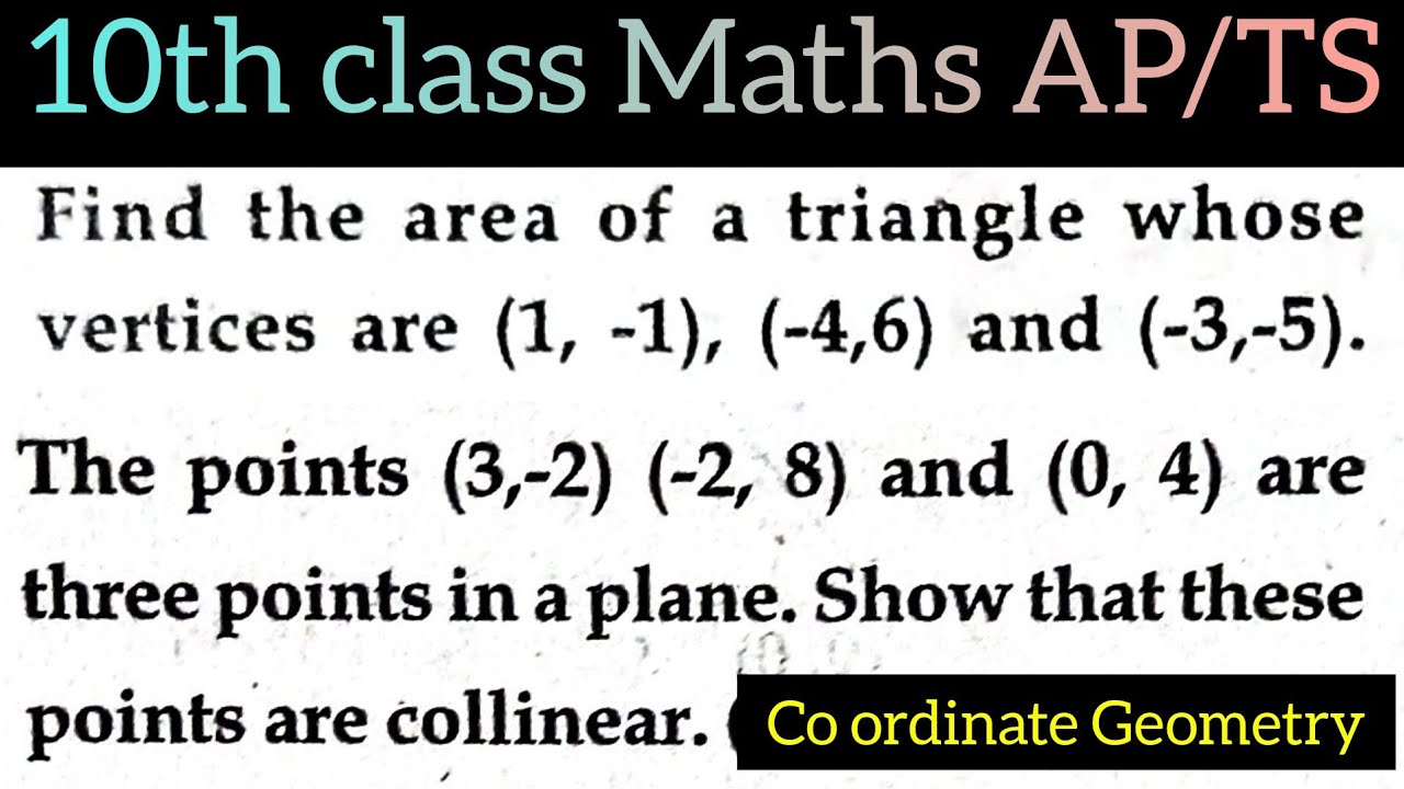 find the area of triangle whose vertices are (1,-1),(-4,6)&(-3,-5)@maths naresh eclass