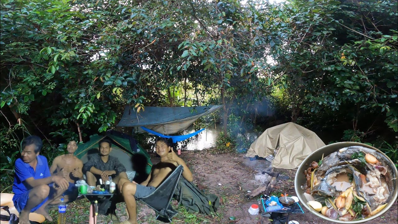 Set up a tent, no fish, nothing to cook.