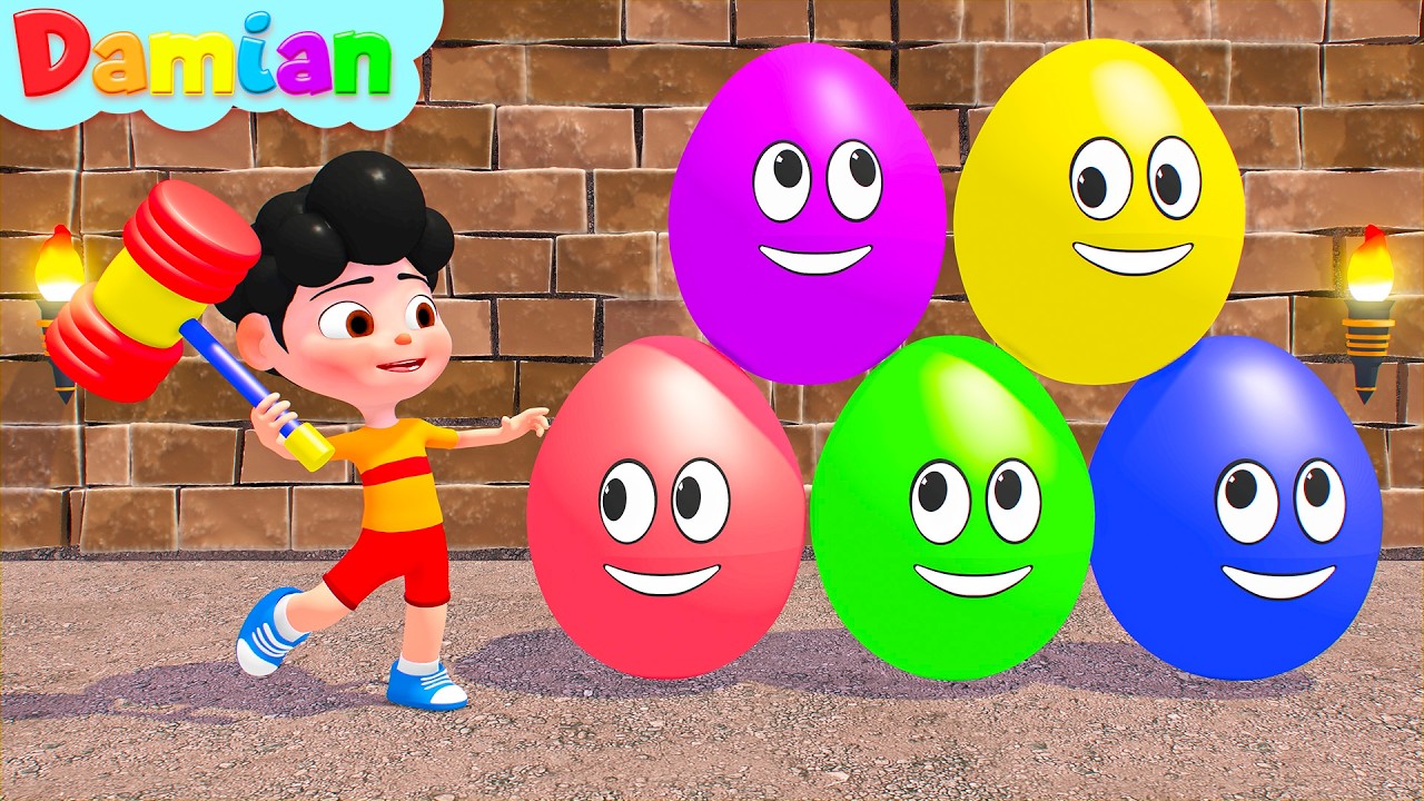 Colorful Stacking Rings 🌈 | Learning colors | Damian Nursery Rhymes & Kids Songs