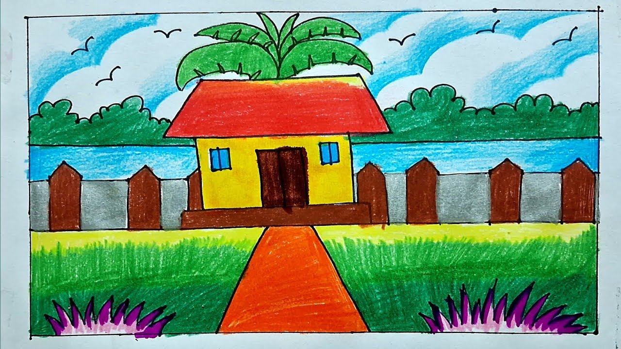 Wow Nature Drawing Easy with Pencil Tutorials / Easy Landscape Drawing / Very Easy Drawing of Nature