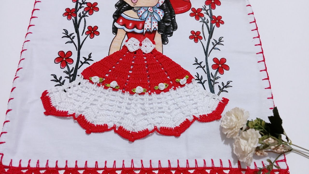 💥 Aprenda a fazer essa linda saia em crochê para bonecas de panos de prato (Canhoto)