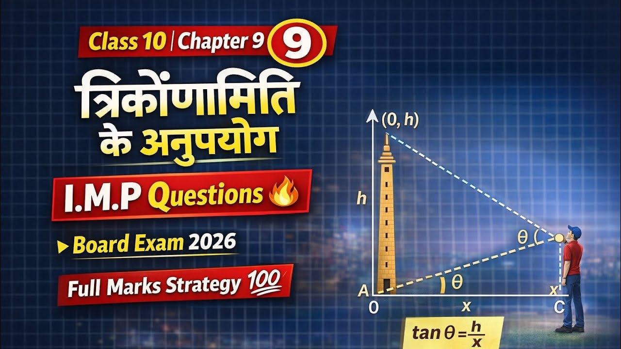 ##video #class 10th #chapter 9 #त्रिकोणमिति के अनुप्रयोग #up board imp questions #part 2