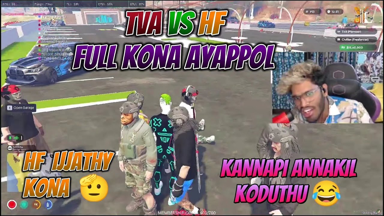 TVA VS HF SITUATION FULL KONA AYAPPOL 🫡 HF IJJATHY KONA 😡 #eaglegaming #gtarp #tva 