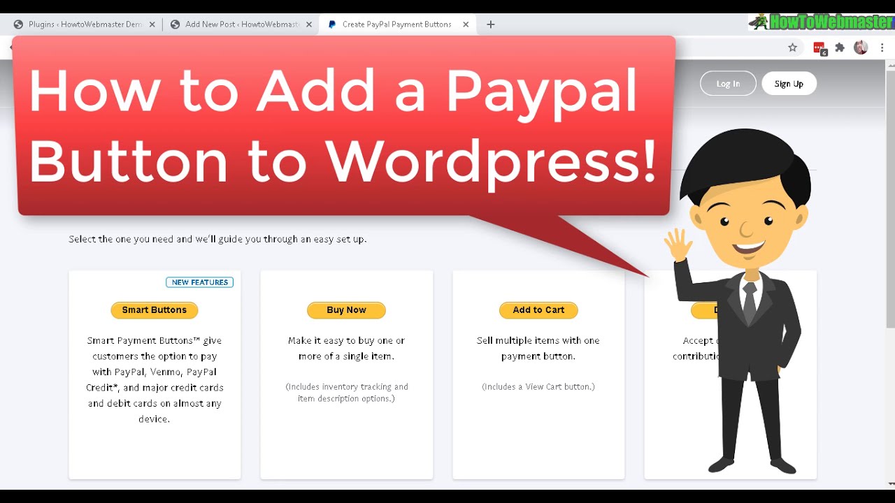 How to Create a Paypal Buy Button or Donation & Add to Wordpress - No Plugins Required!