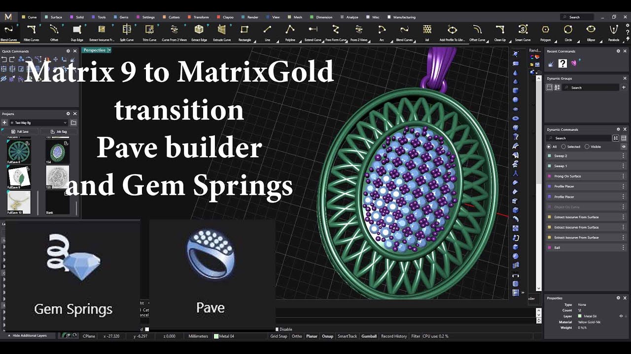 Matrix 9 в MatrixGold Pave Builder и Gem Springs