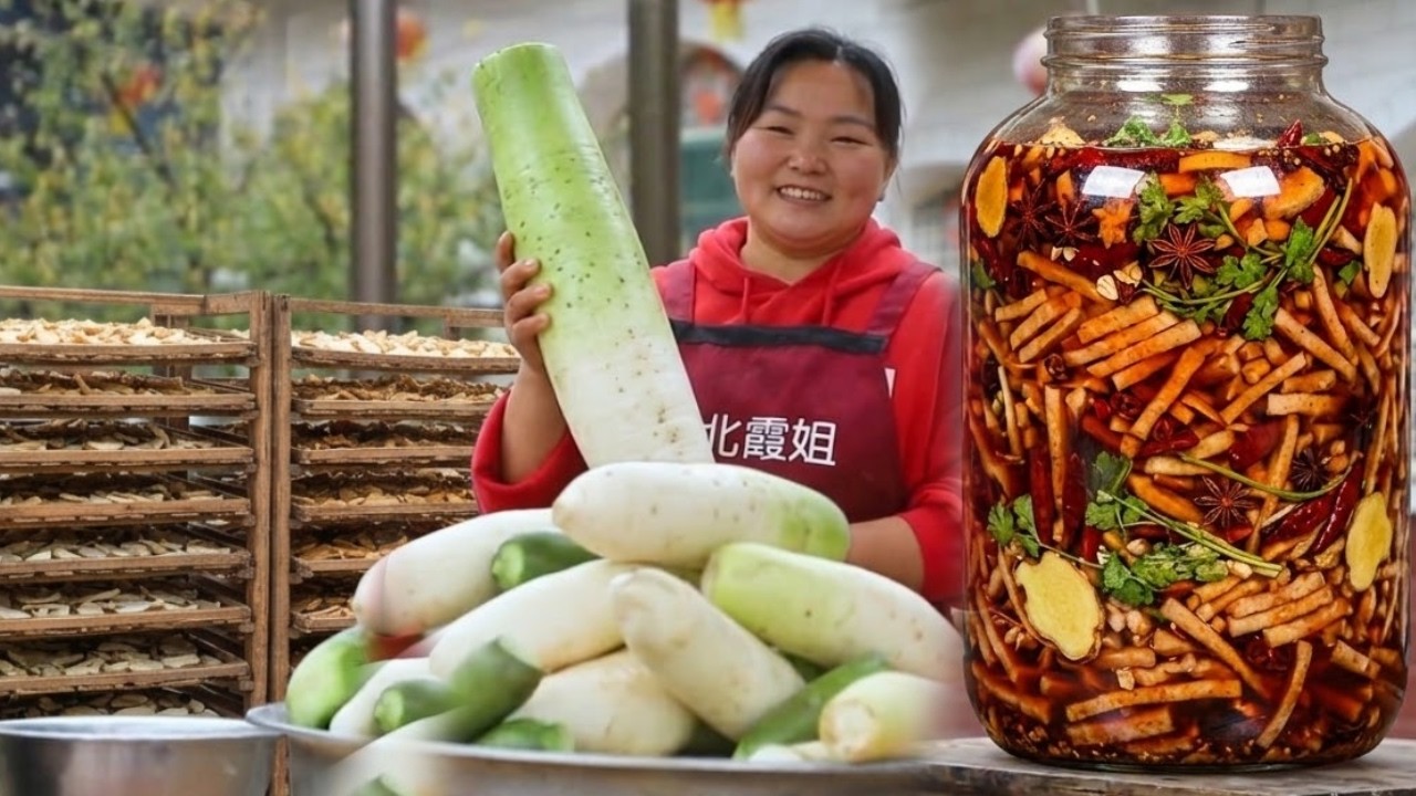 【陕北霞姐】从地里到罐子：霞姐的手作腌萝卜：香辣透劲，一口唤醒干饭魂！