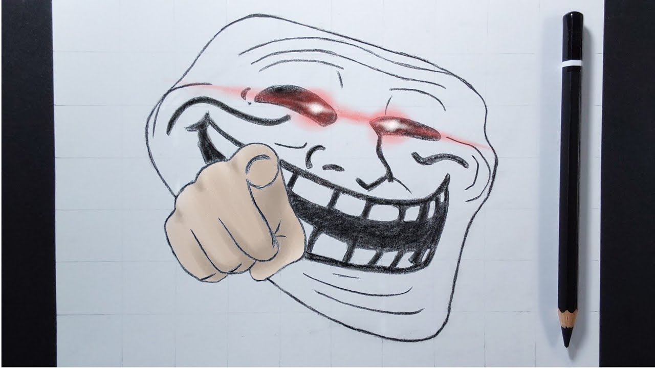 How To Draw Troll Face Cool Face | Pencil Drawing