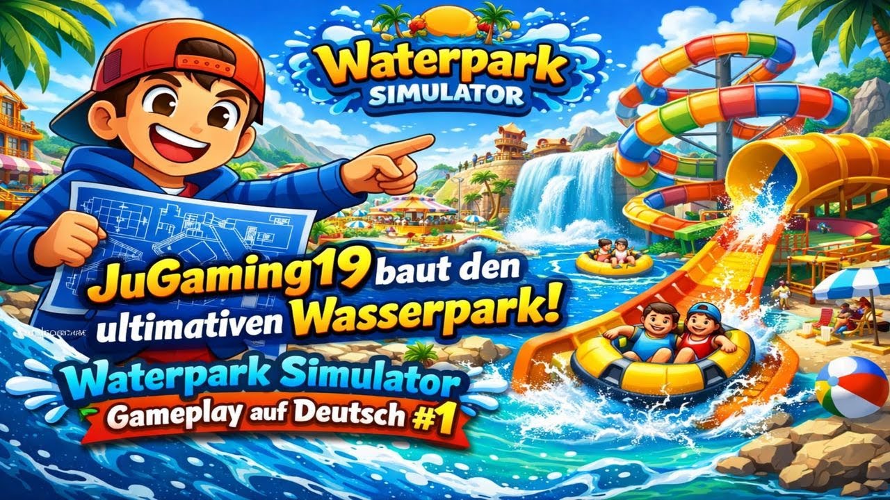JuGaming19 baut den ultimativen Wasserpark!  Waterpark Simulator Gameplay auf Deutsch #1