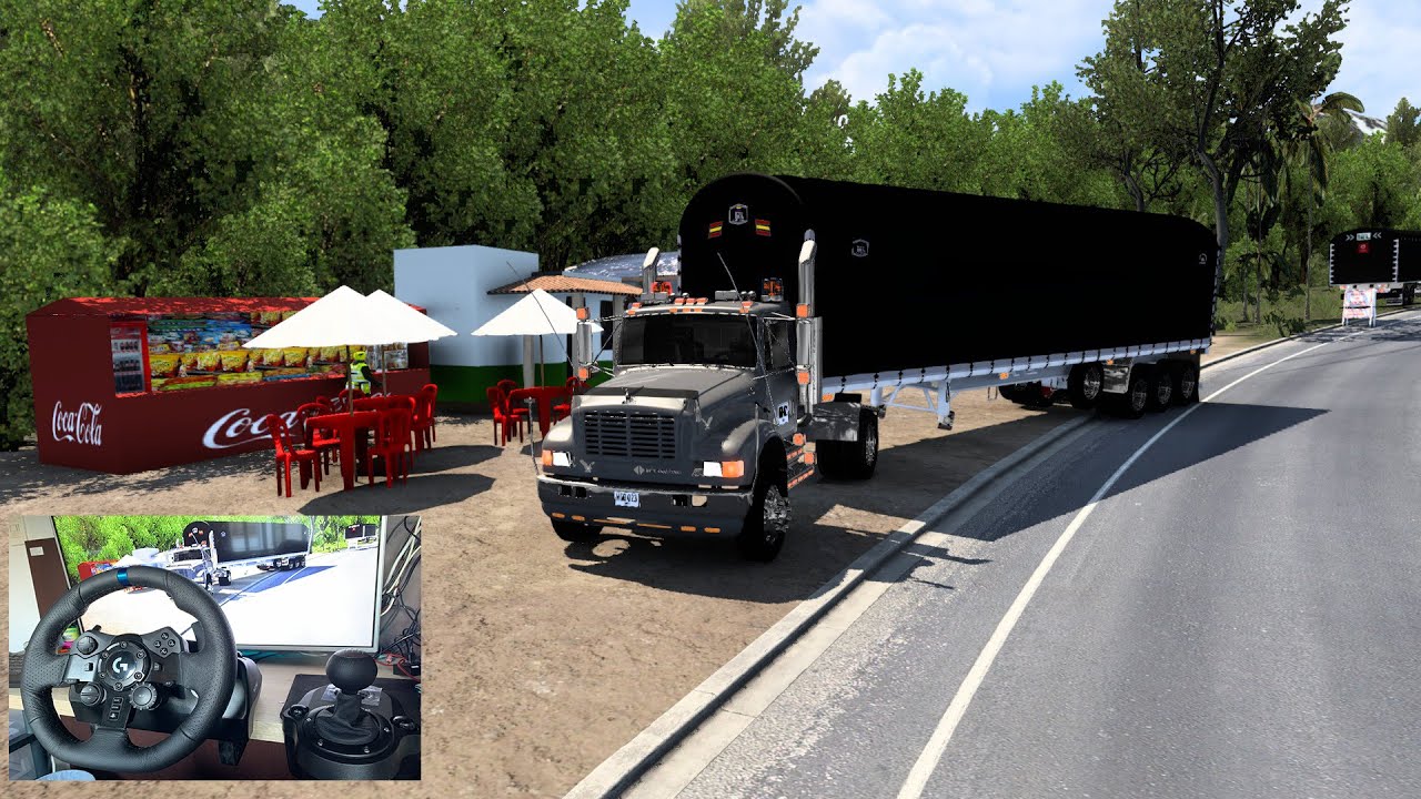 INTERNATIONAL 4700 BAJANDO A FRENO MOTOR HASTA LAVADERO | ATS MAPKALO |  Logitech G923 + Shifter