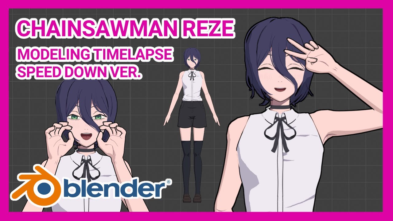 블렌더로 체인소맨 레제 만들기 느린 버전 / Chainsaw Man Reze Modeling Timelapse speed down ver.
