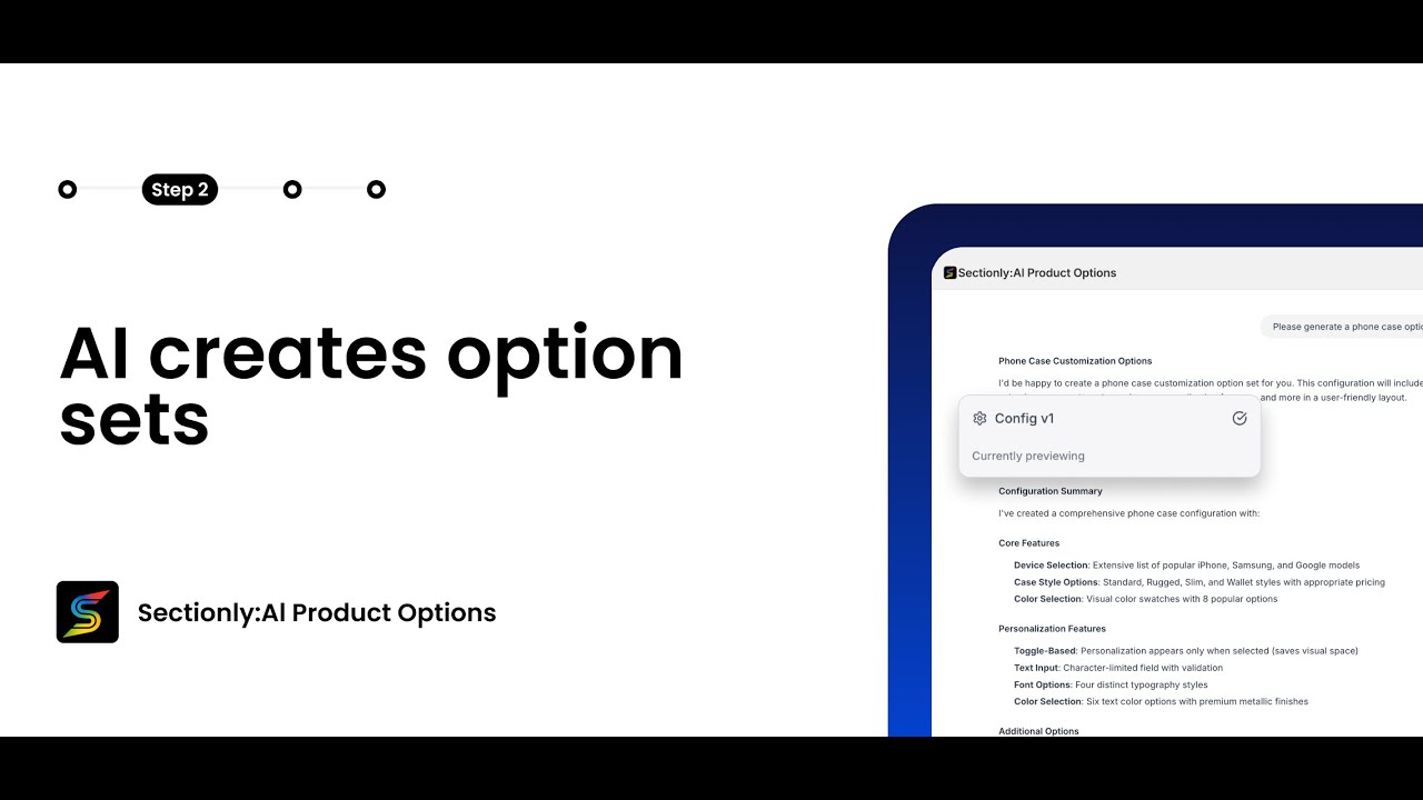 Sectionly AI Product Option: using AI to create option set