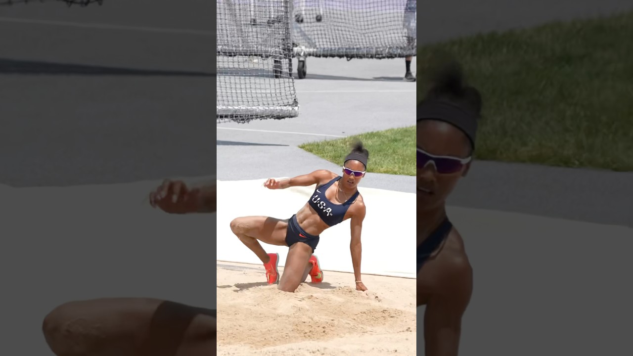 Taking flight ✈️🚀 #taraandhunter #trackandfield #longjump #takeoff