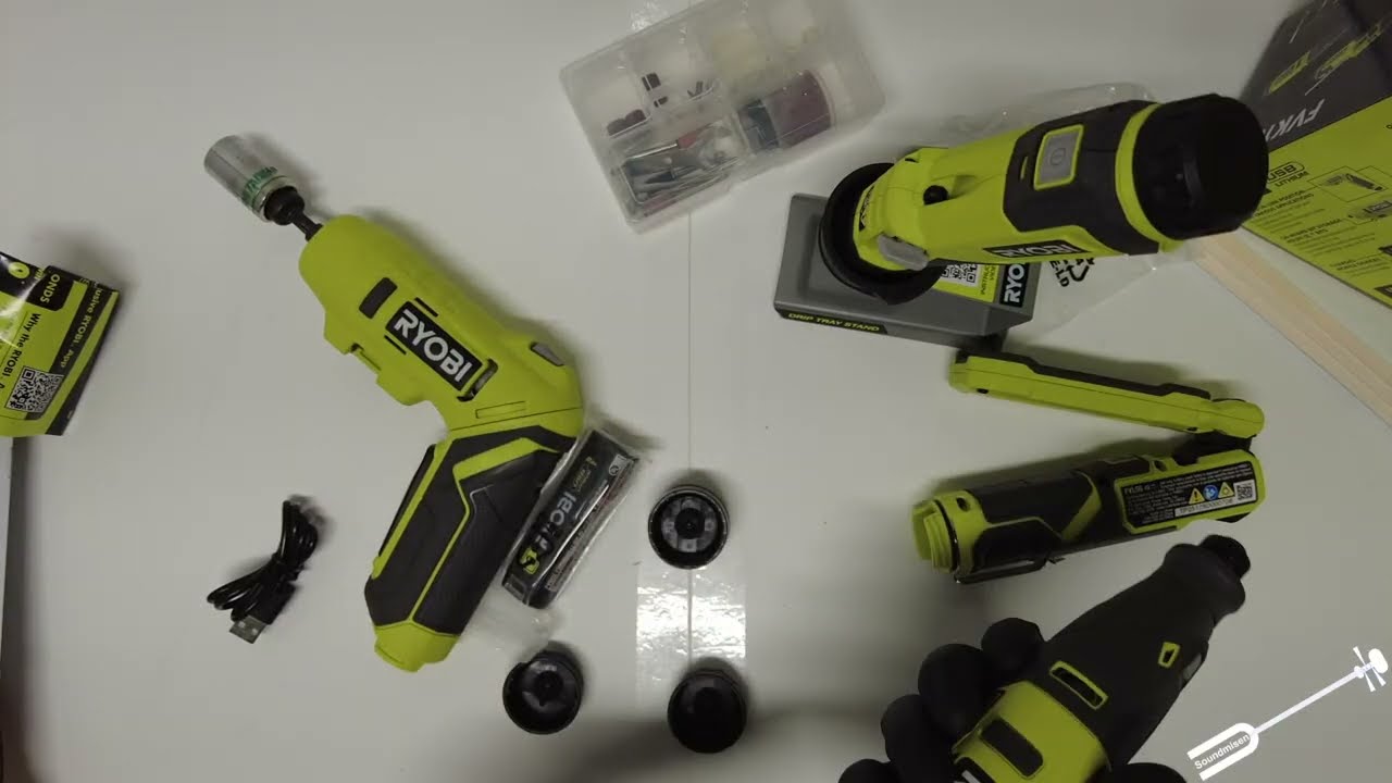 Ryobi FVK100K2 Project Kit: Rotary Tool, Screwdriver, Work Light, Glue Pen Unboxing