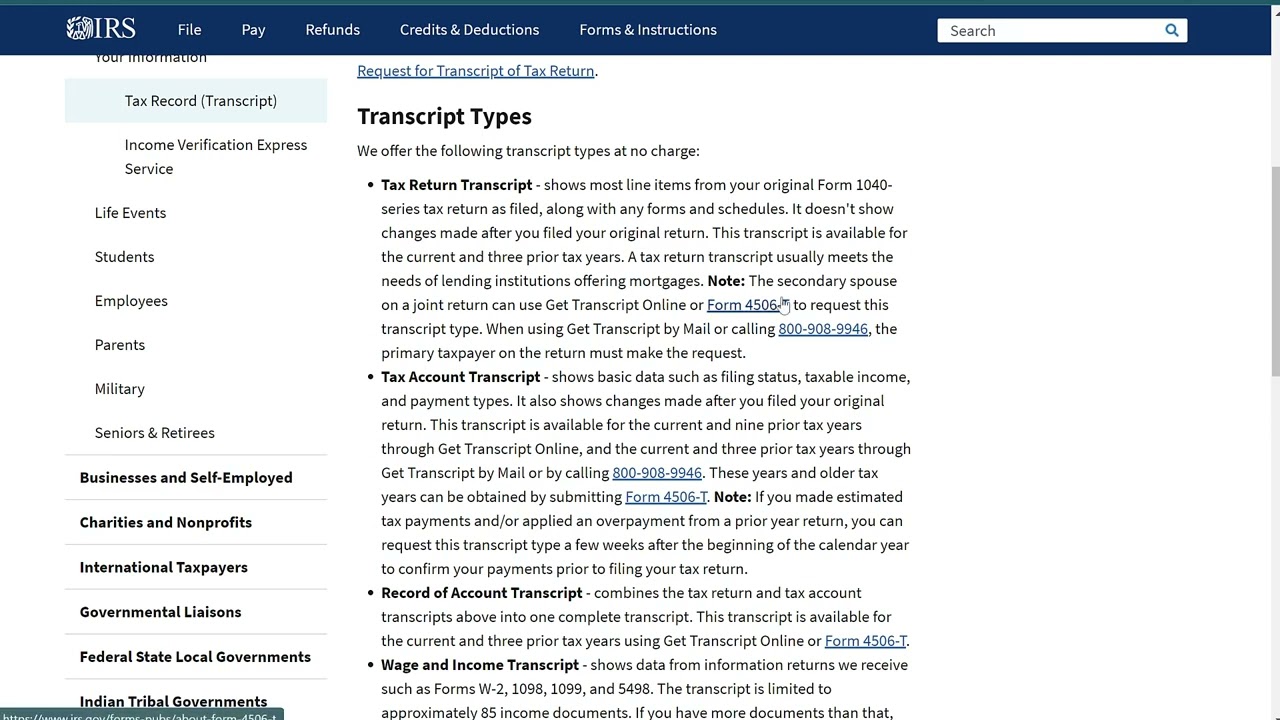 IRS Tax Transcripts - Pulling Transcripts and What They Mean - Online Account Help