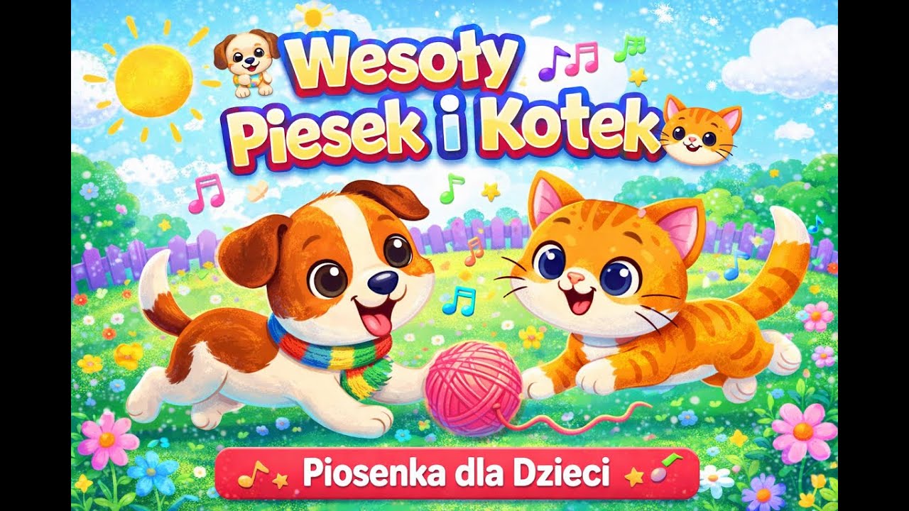 Wesoły Piesek i Kotek 🐶🐱 | Radosna Piosenka dla Dzieci