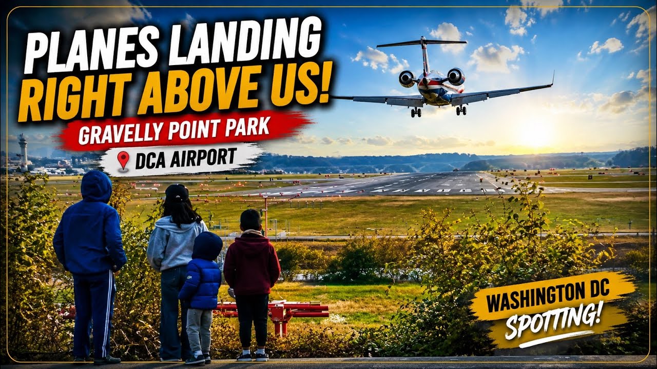 Planes Landing Right Above Us at Gravelly Point Park! ✈️🔥 | Washington DC Spotting