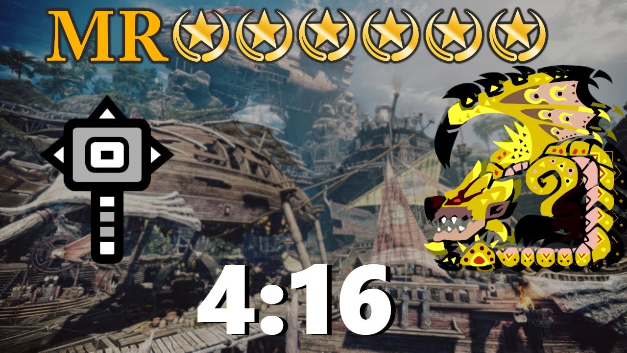 MHW: Iceborne - MR6★ Gold Rathian Solo - 4:16 (Hammer)