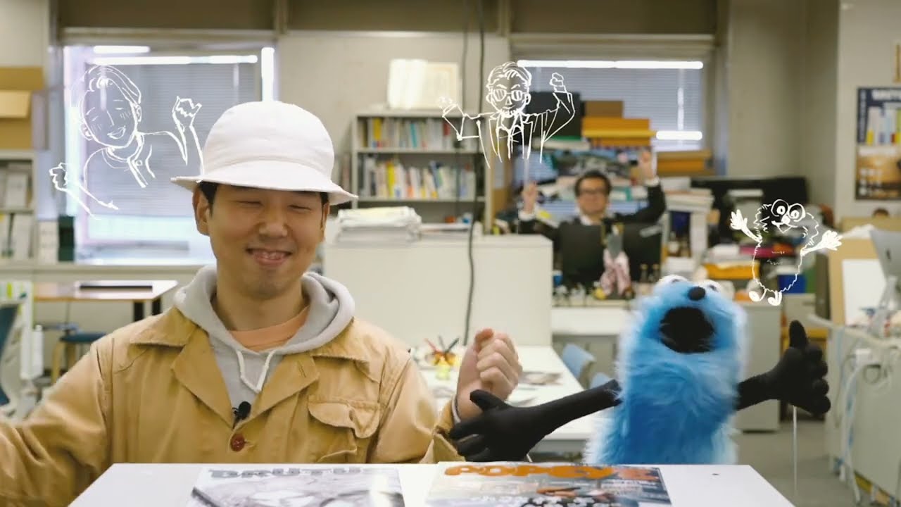 ネバヤンあべくんとパペットスンスンが、BRUTUS編集部にやってきた！
