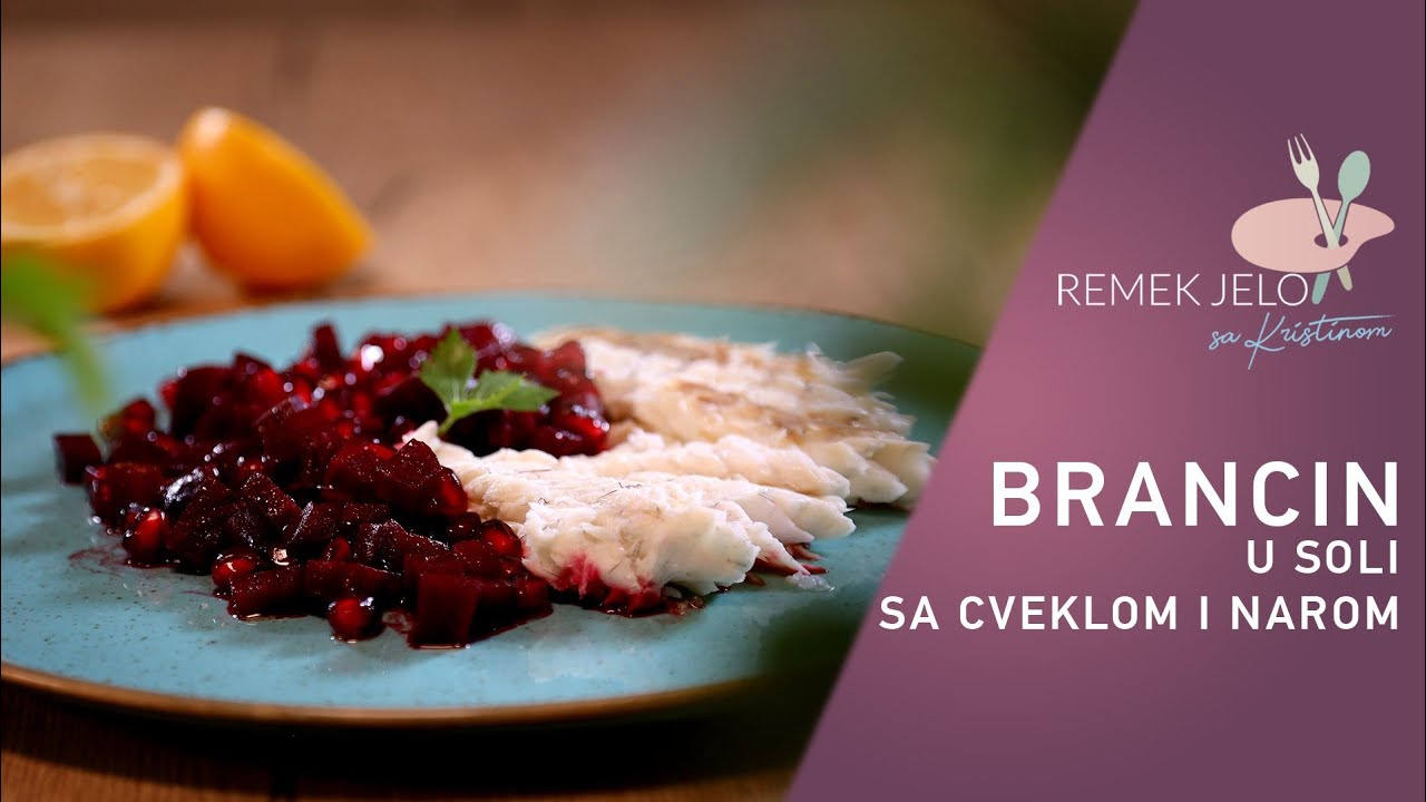 BRANCIN U SOLI SA CVEKLOM I NAROM//@remek jelo 2022// SEA BASS IN  SALT WITH BEET AND POMEGRANATE