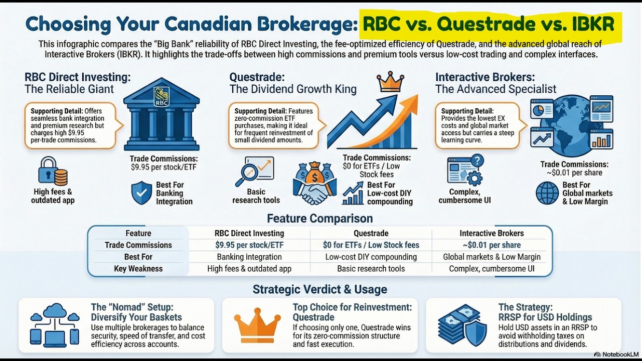 Сравнение канадских брокерских компаний в 2026 году: RBC, Questrade, IBKR, TD для инвесторов, ори...