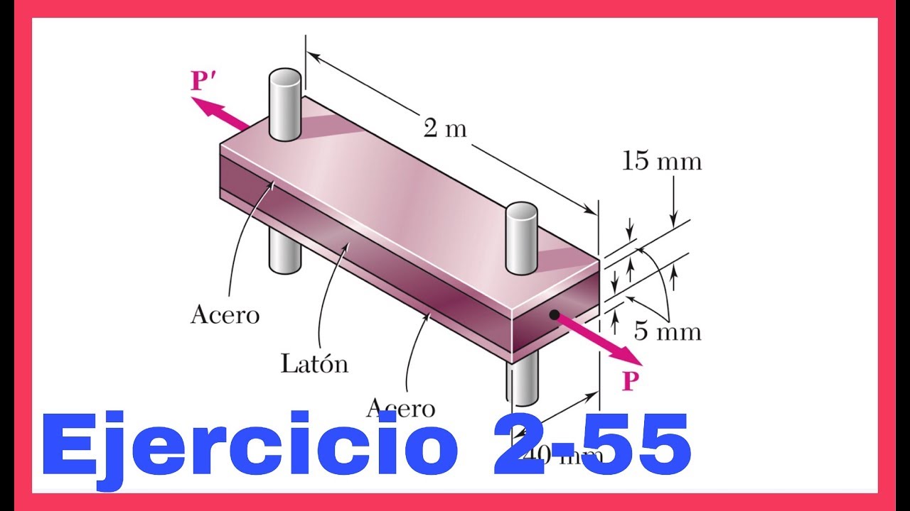 MECANICA DE MATERIALES - DEFORMACION POR TEMPERATURA Y CARGA - EJERCICIO 2-55