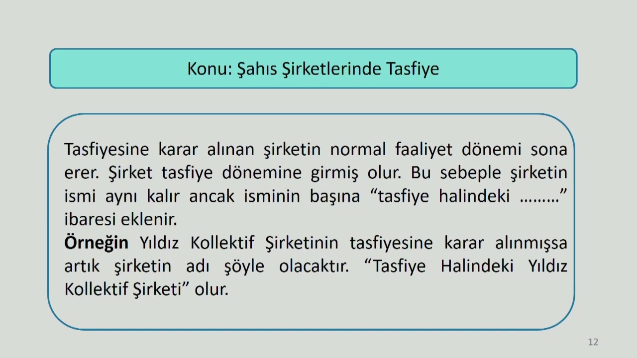 Şahıs Şirketlerinde Tasfiye İşlemleri 2