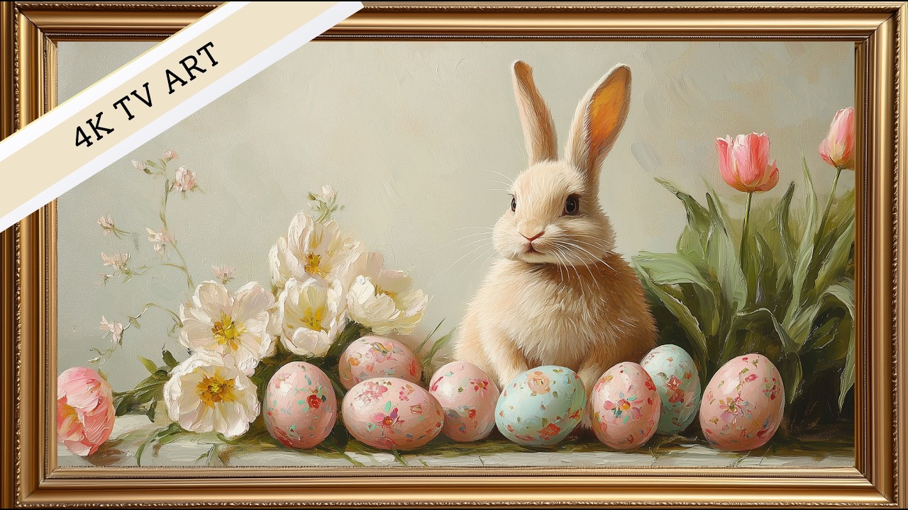 Easter Bunny Vintage Oil Paintings | 3 Hours Frame TV Art Screensaver 4K