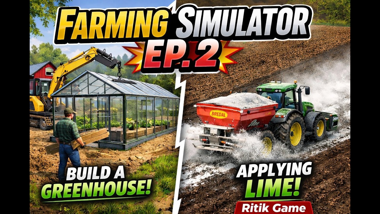 arming Simulator 25 Ep 2 | Building a Greenhouse 🌱 | Applying Lime for Better Harvest! | Ritik Game