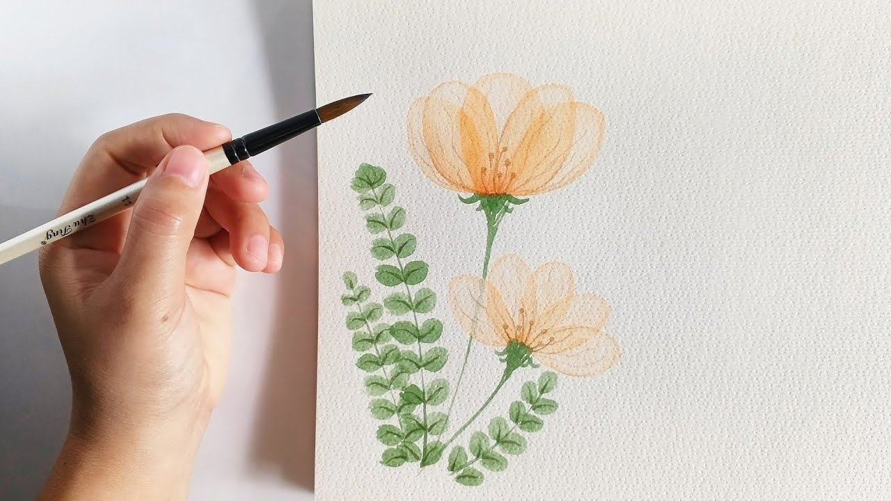 Transparent Layered Flower Watercolor 🎨 Flower Painting 🌸