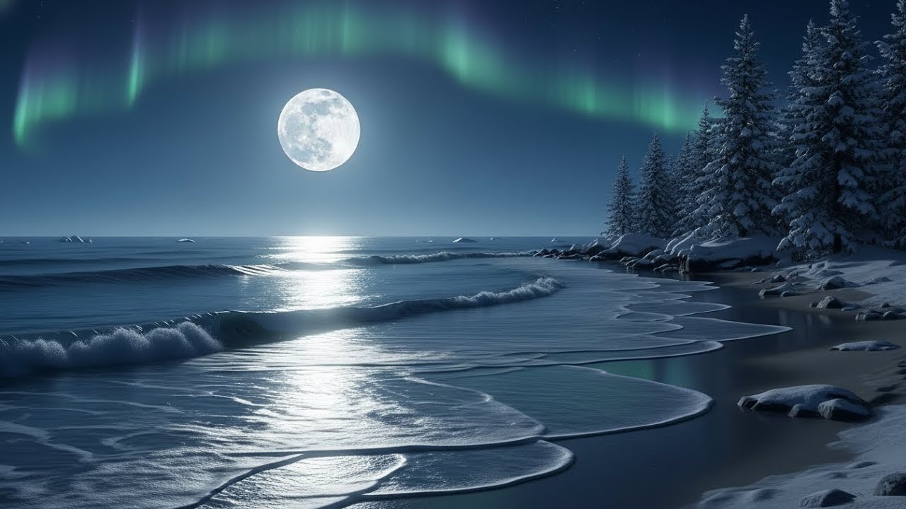 Moonlit Ocean Waves at Night | Deep Relaxation, Stress Relief and Peaceful Sleep Ambience
