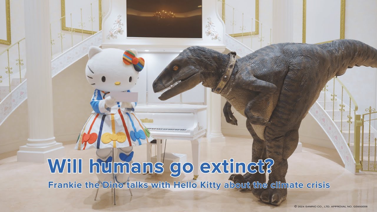 Will Humans Go Extinct!? Frankie the Dino Came to See Hello Kitty!