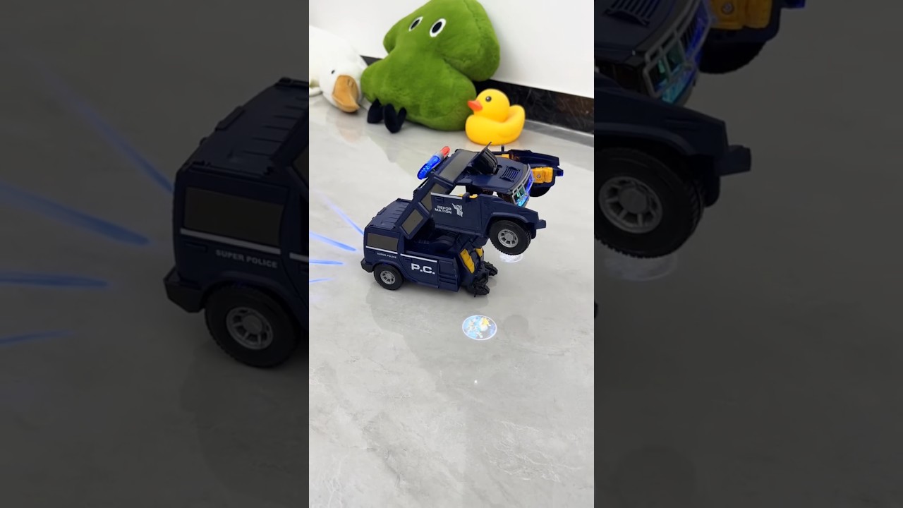 Transforming Robot Police Car for Kids | Race Car to Robot with Light & Bump and Go Action