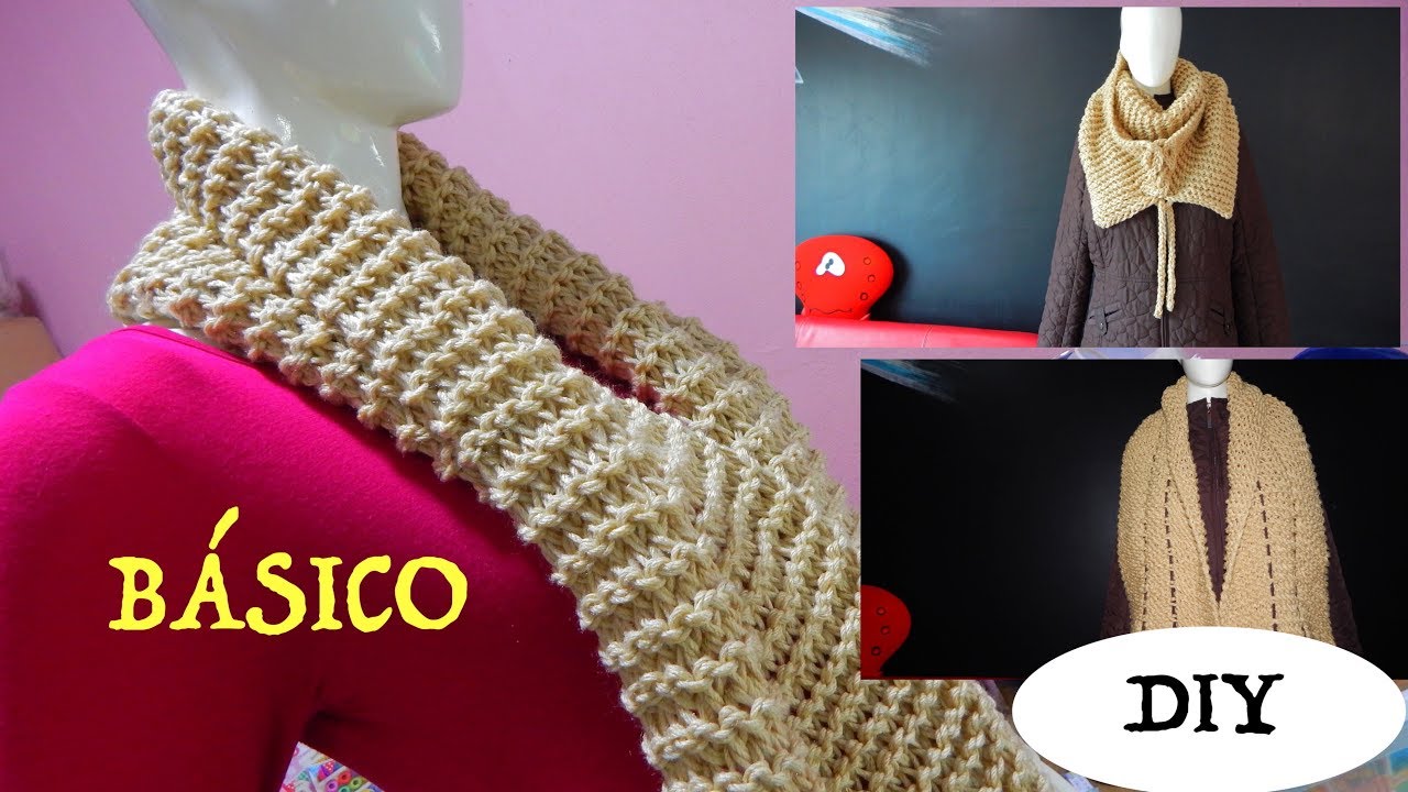 Bufanda Fácil y Rápido tejido dos agujas punto santa clara, easy knitting scarf DIY