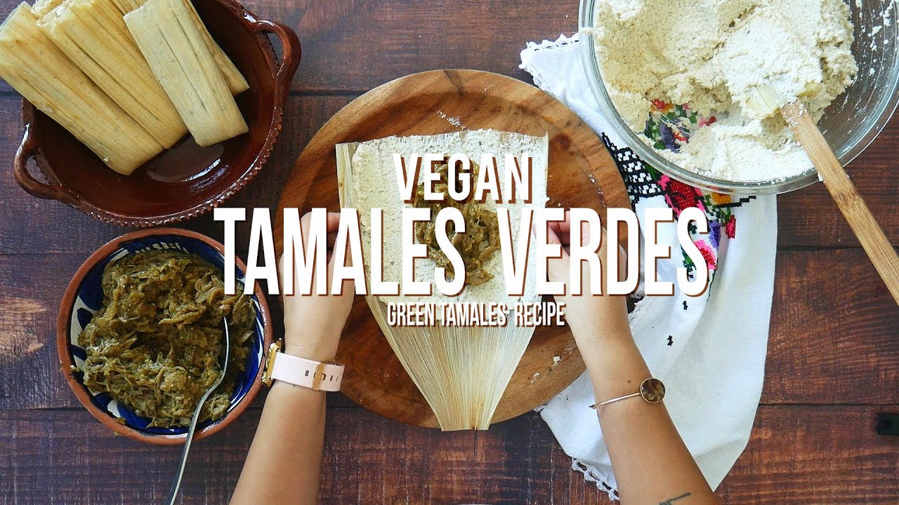 Vegan Tamales Verdes Made with Jackfruit and Mushrooms (Green Tamales)