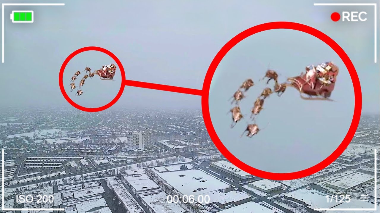 Drone Catches Santa Claus FLYING In His Sleigh On Christmas