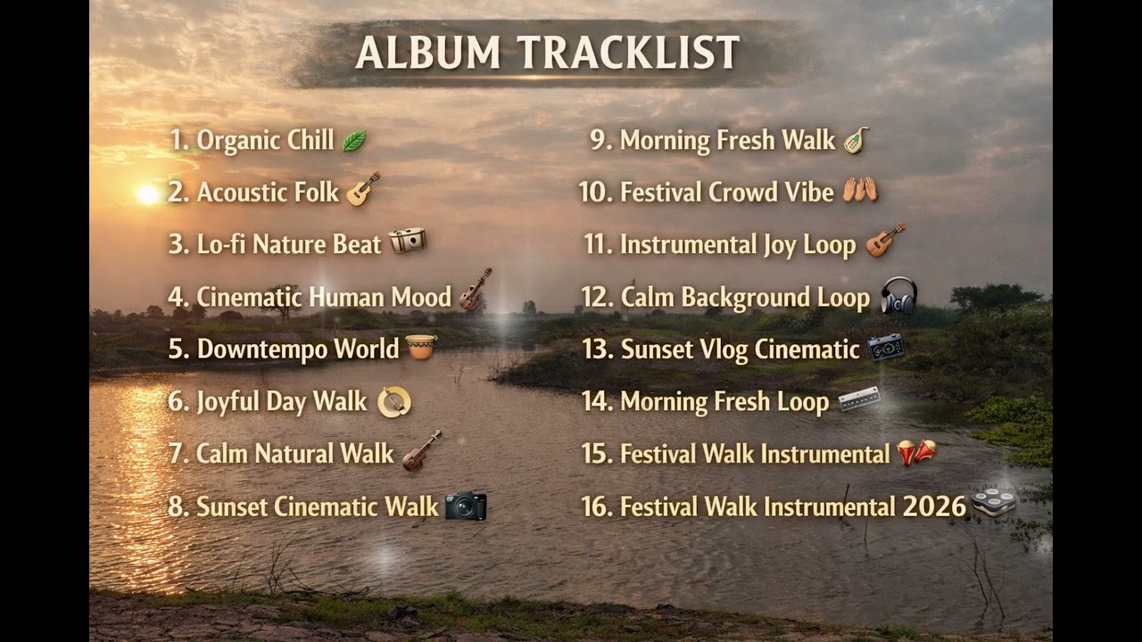 16 Chill & Relaxing Tracks – Lo-fi, Acoustic, Cinematic & Festival Instrumentals for Walks,