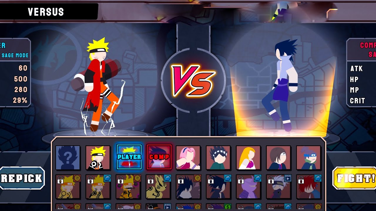 O modo sábio do naruto = stickman ninja fighter 