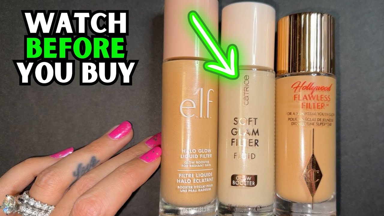 Comparison Catrice Soft Glam Filter Fluid, Charlotte Tilbury Flawless Filter Vs Elf Halo Glow