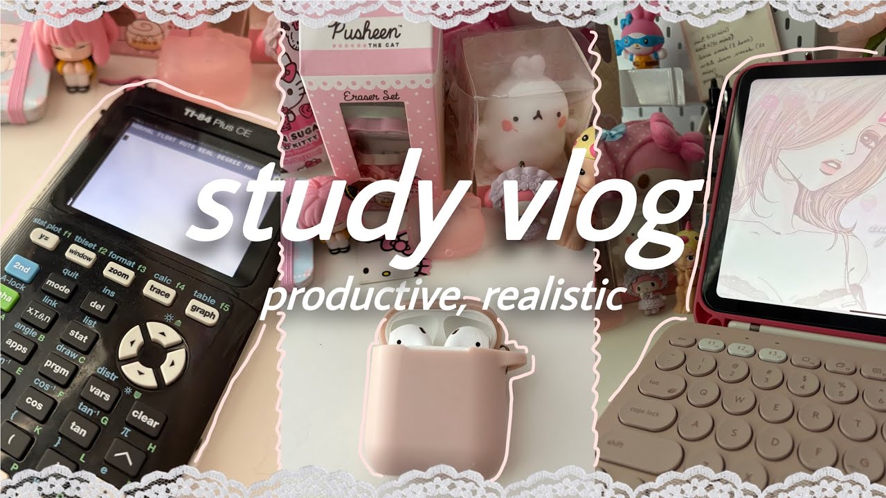 realistic study day when i feel unmotivated 🎀 | aesthetic, lots of studying, study motivation 