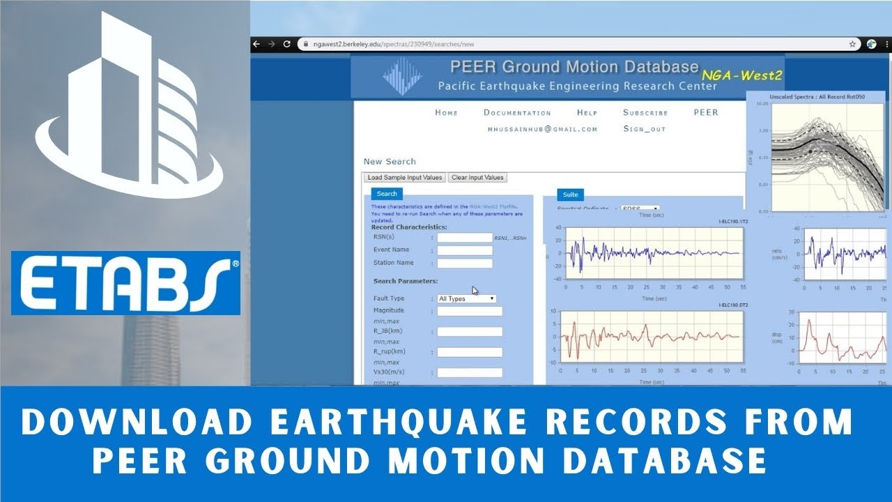CSI ETABS - 20 - Загрузка записей о землетрясениях из базы данных PEER Ground Motion (ngawest2 be...