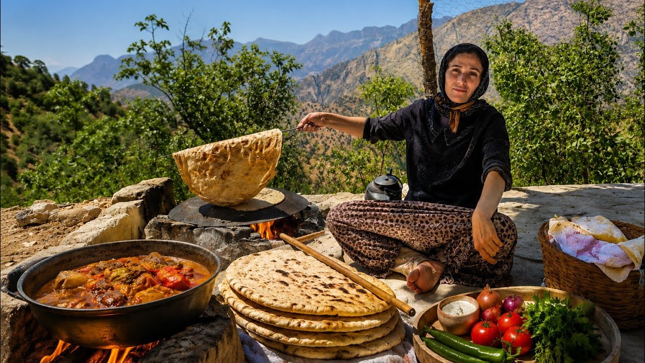 🔥 Real Cave Life Challenge in Iran | Baking Bread & Traditional Cooking in the Zagros Mountains