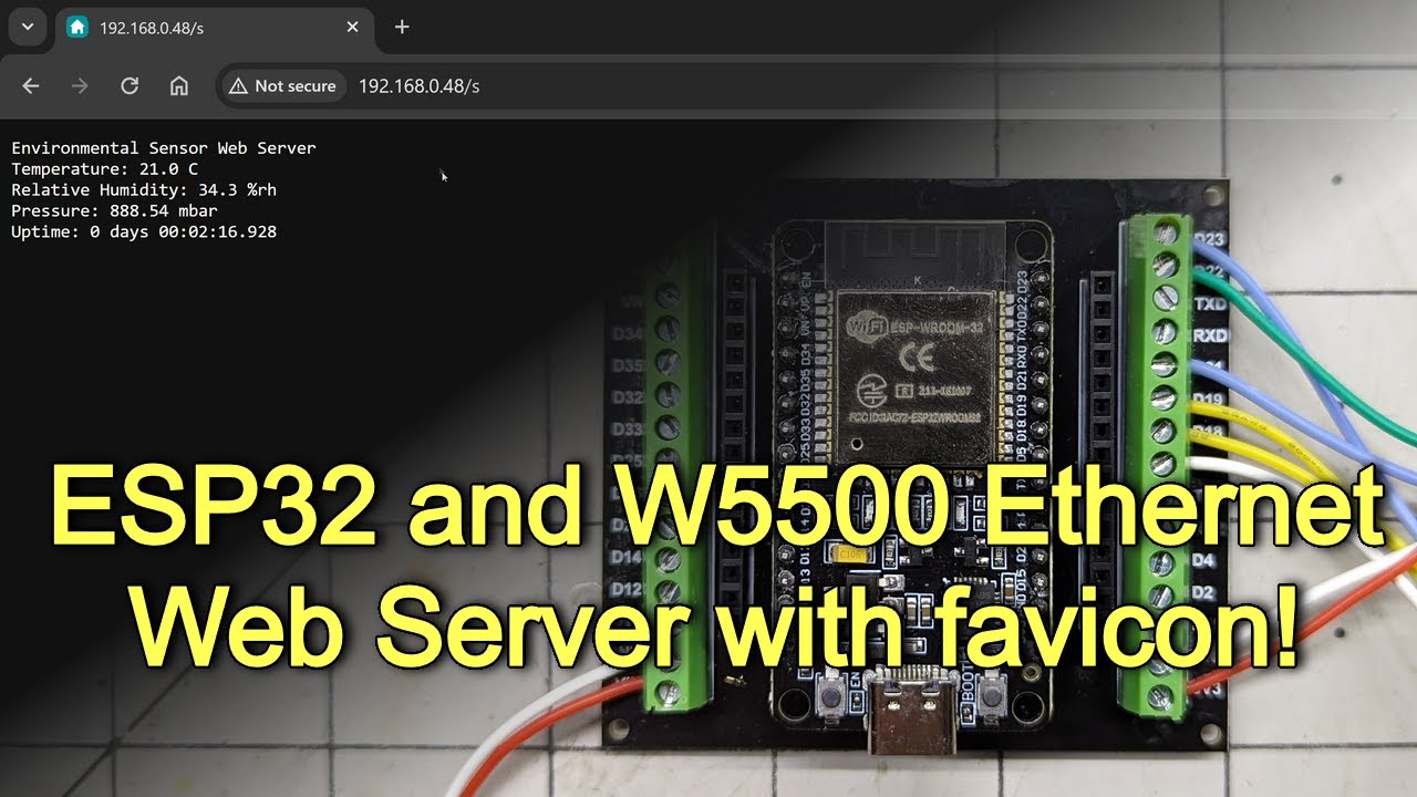 ESP32-DEV, W5500 Wired Ethernet Module, and BME-280 Web Server with Favicon!