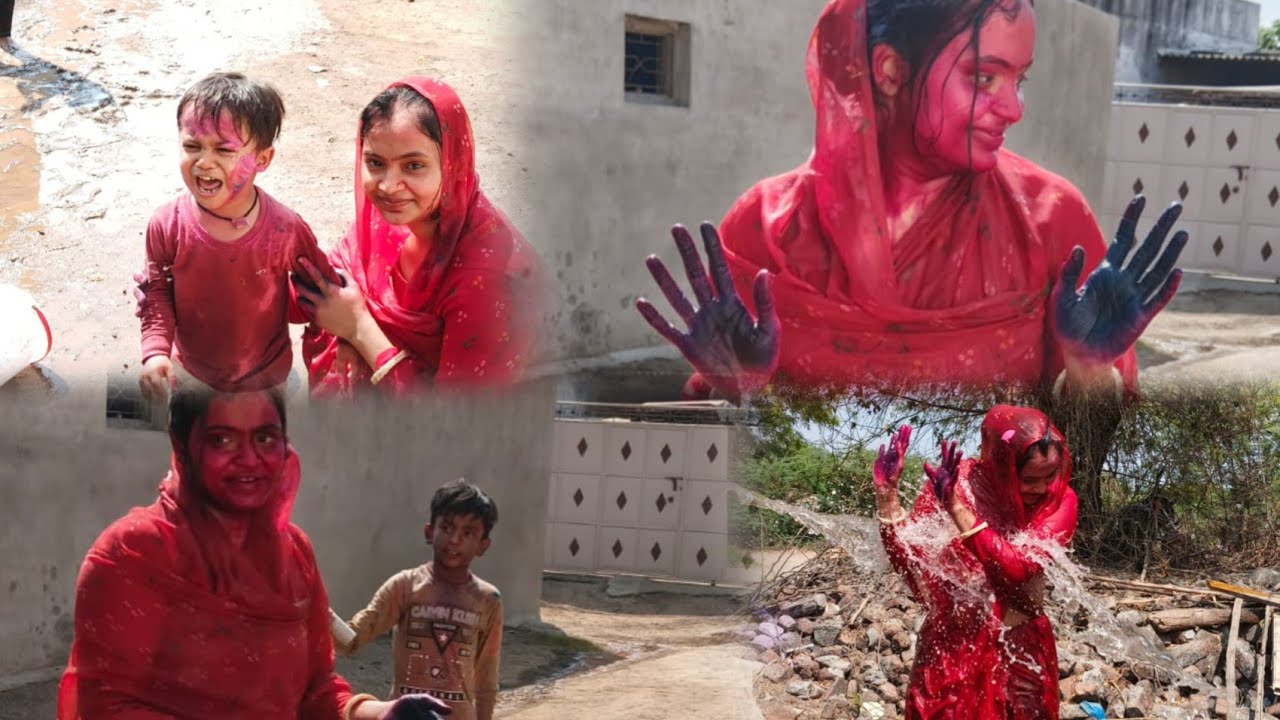 ધૂળેટી  ના દિવસે બોવ રમ્યા 🥳🥳 #vlog #dhuleti #rang #colors 