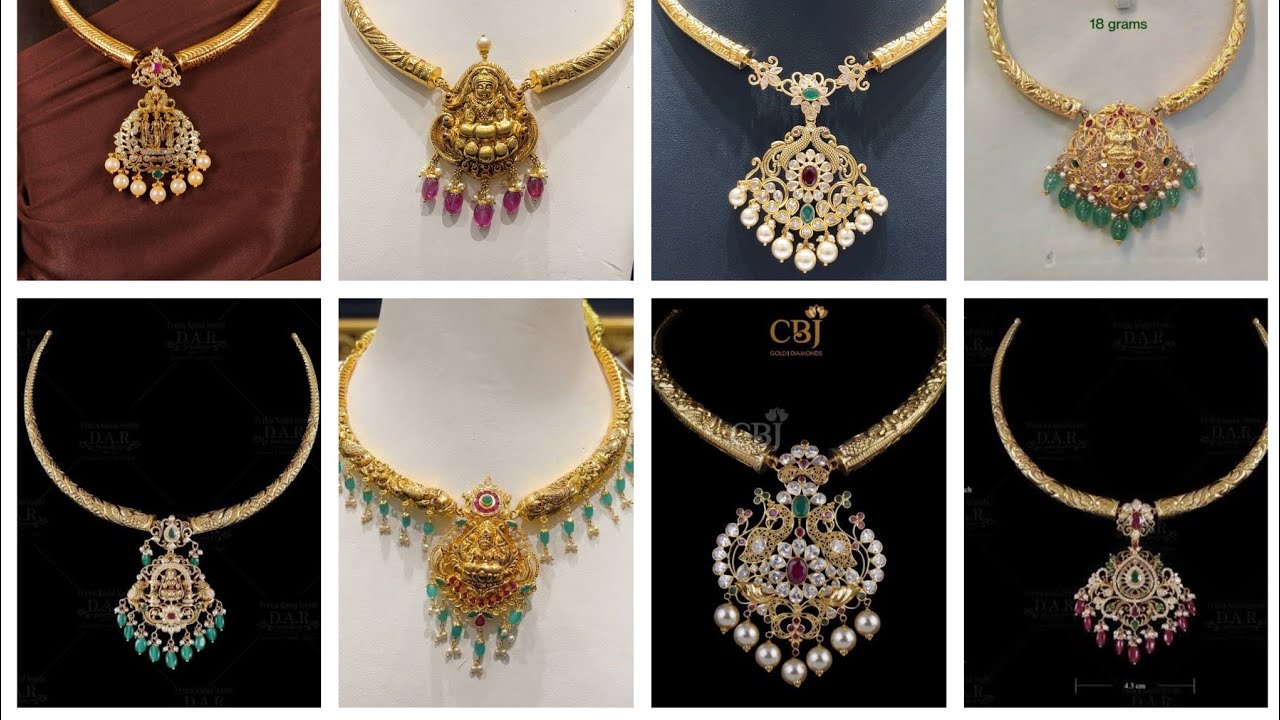 22ct Gold Latest Kante Necklace Designs|| Lightweight kante with pendant Necklace Designs 