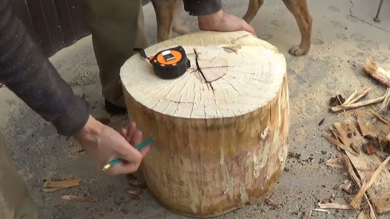 Стульчик столик из пенька на скорую руку