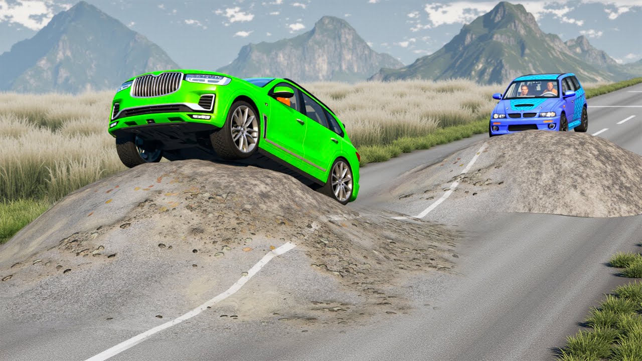 Cars vs Bulges on The Road Challenge in BeamNG Drive!