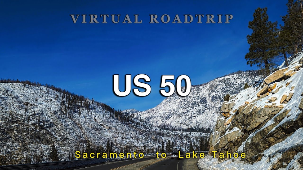 The way to Lake Tahoe in winter. from Sacramento, US 50